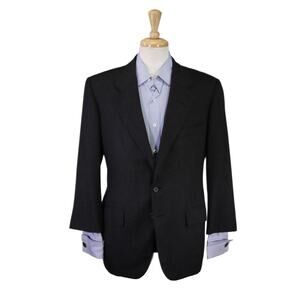 Edgar Pomeroy Bespoke Tailored Gray Black Herringbone 100% Cashmere Blazer 40S